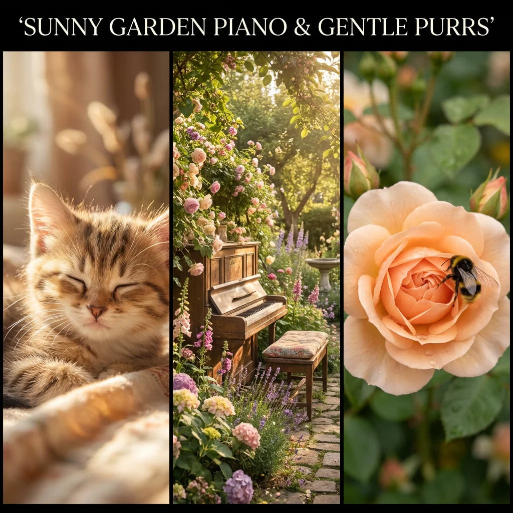 Sunny Garden Piano & Gentle Purrs - ASMR Ambient Soundscape (Extended Edition)