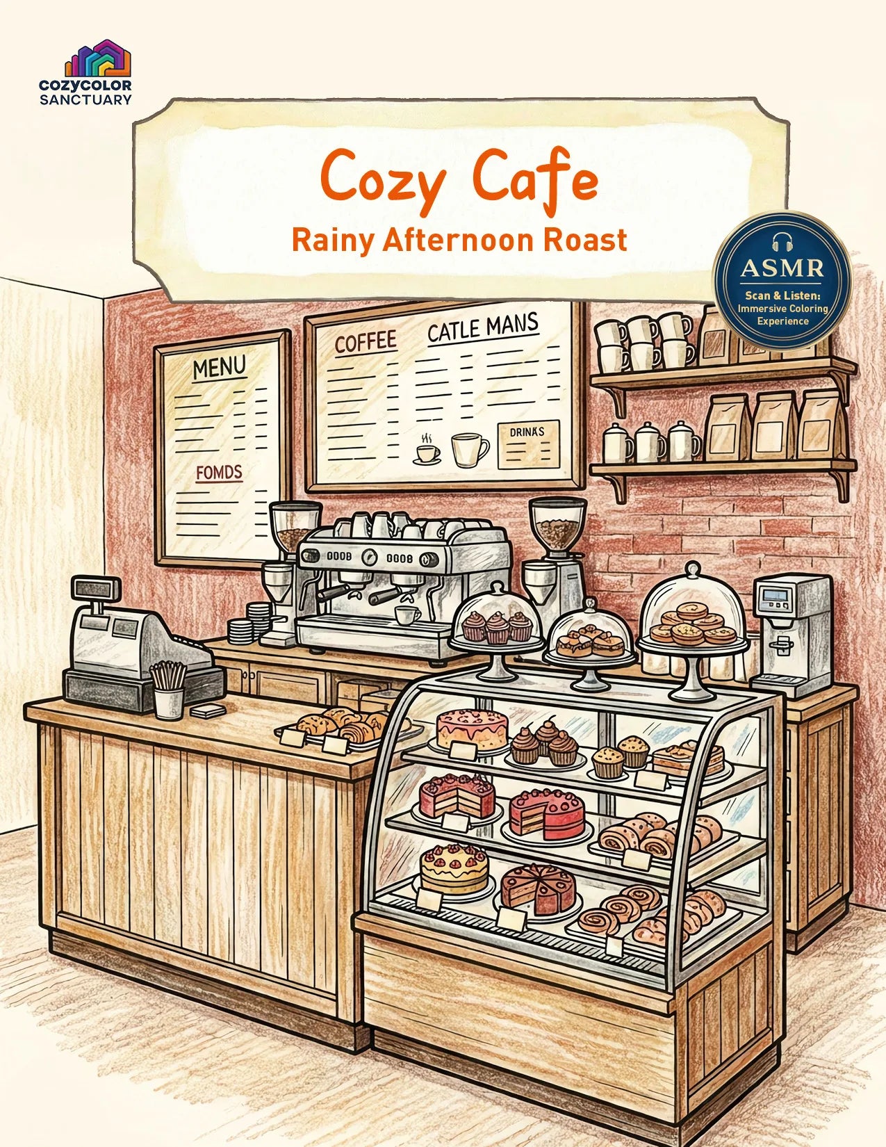 Cozy Cafe (Digital Coloring Book | Printable PDF)
