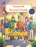 Corporate Burnout Comedy adult coloring book printable PDF – relatable office humor illustrations for stress relief