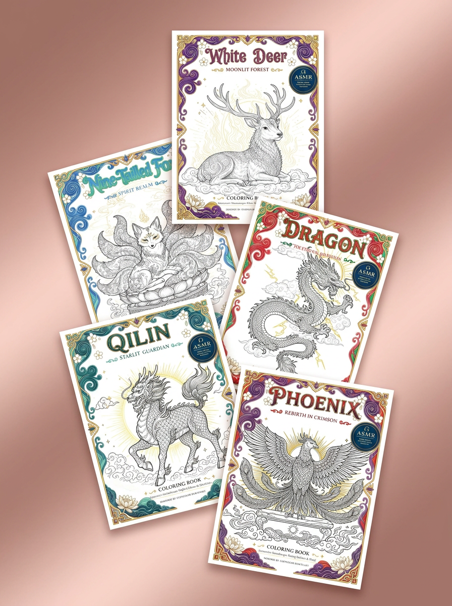 Celestial Realms: Mythic Beasts & Fantasy Coloring Books